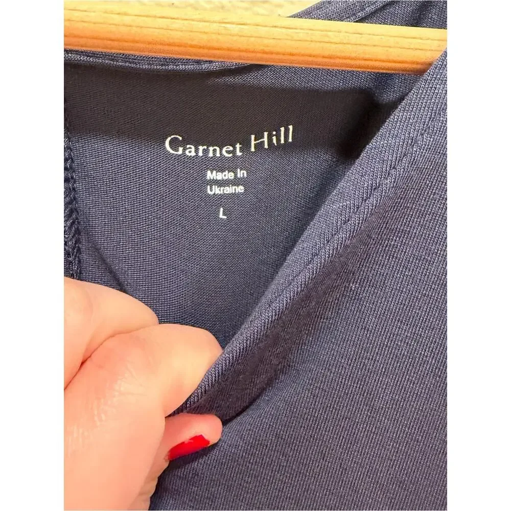 Garnet Hill Navy Tie-Detail Midi Dress Large